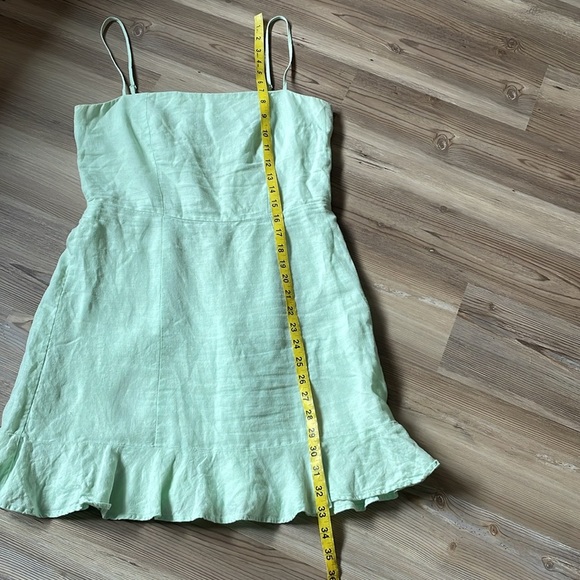 & Other Stories Linen Flounced Hem Mini Dress Mint Green Size 8 (Euro 38) Spring - Picture 8 of 15